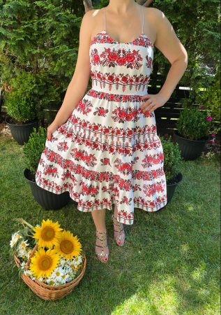 Rochii traditionale - Rochie traditionala volane medie Natalia