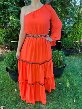 Rochii elegante - Rochie volane Sonia portocalie