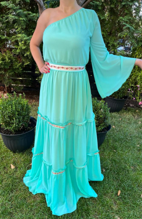 Rochii elegante - Rochie volane Sonia turquoise