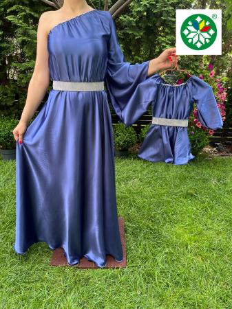 Set mama-fiica - Set rochie lunga Aurora albastra