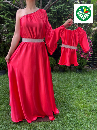 Set mama-fiica - Set rochie lunga Aurora rosie
