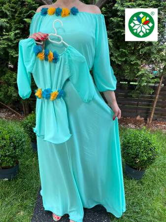 Set mama-fiica - Set rochie lunga Cosanzeana turquoise
