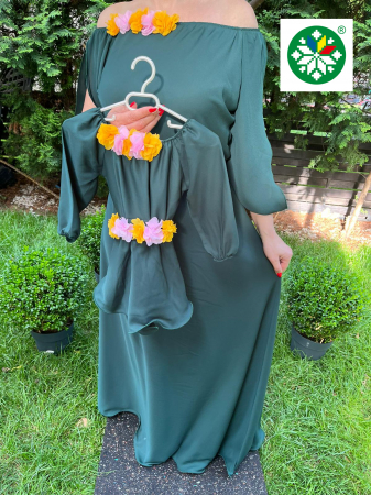 Set mama-fiica - Set rochie lunga Cosanzeana verde