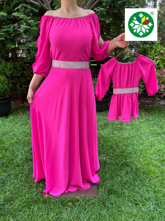 Set mama-fiica - Set rochie lunga Ecaterina fucsia