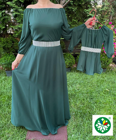 Set mama-fiica - Set rochie lunga Ecaterina verde