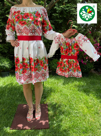 Set mama-fiica - Set rochie pliuri Ilinca