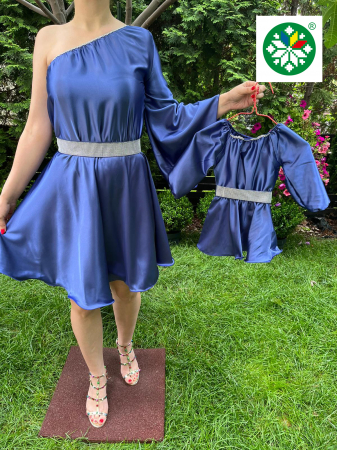 Set mama-fiica - Set rochie scurta Aurora albastra