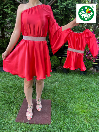 Set mama-fiica - Set rochie scurta Aurora rosie
