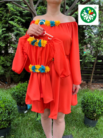Set mama-fiica - Set rochie scurta Cosanzeana portocalie