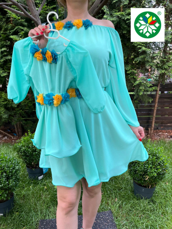 Set mama-fiica - Set rochie scurta Cosanzeana turquoise