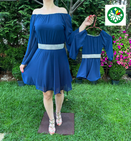 Set mama-fiica - Set rochie scurta Ecaterina bleumarin