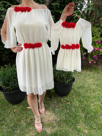 Set mama-fiica - Set rochie scurta Cosanzeana alba