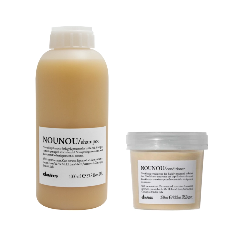 Pachet pentru par uscat si tratat chimic Davines Nounou - Shampoo - Sampon 1 l - Conditioner - Balsam - 250 ml [1]