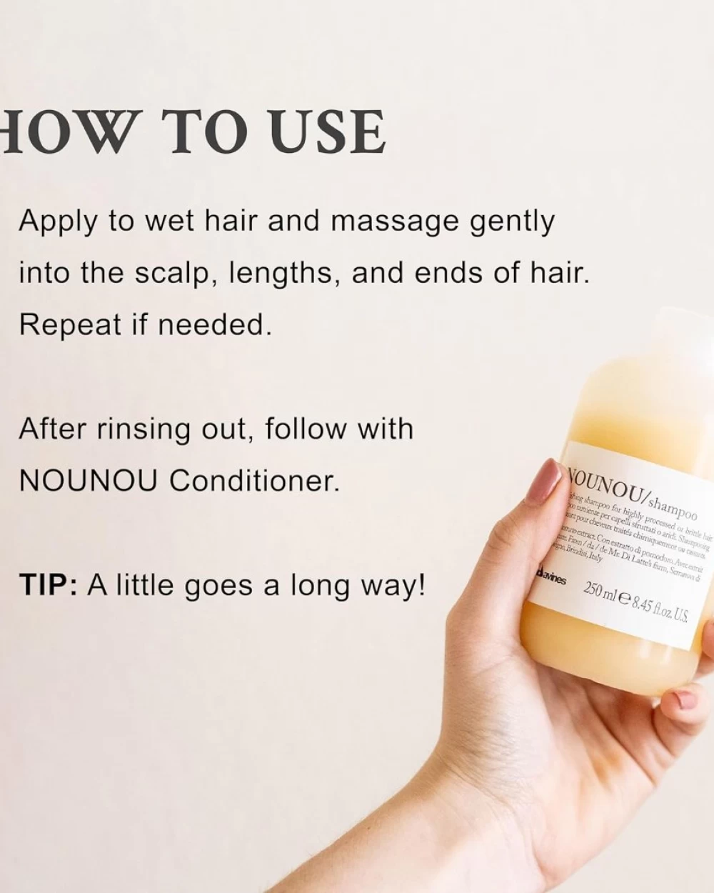 Pachet pentru par uscat si tratat chimic Davines Nounou - Shampoo - Sampon 1 l - Conditioner - Balsam - 250 ml [3]