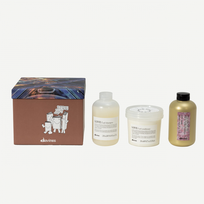 Pachet pentru par ondulat sau cret - Love Curl Davines - the conscious set - sampon 250ml - balsam 250ml - ser 250ml [1]