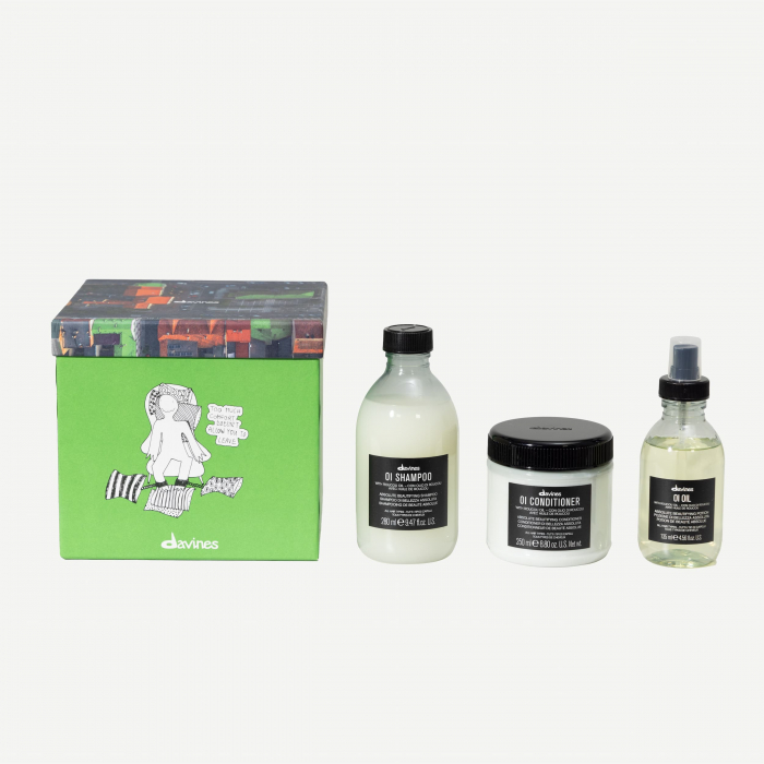 Pachet Davines OI Oil - The Lazy Set - Sampon 280 ml - Conditioner 250 ml - Ulei 135 ml [1]