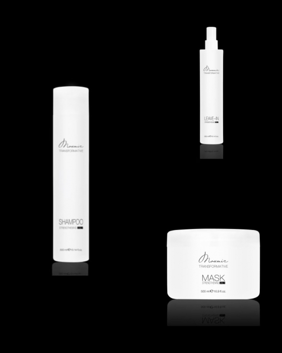 Pachet Mounir Transformative cu acid hialuronic si keratina  - Sampon 300 ml - Masca 500 ml - Leave-in 300 ml [1]