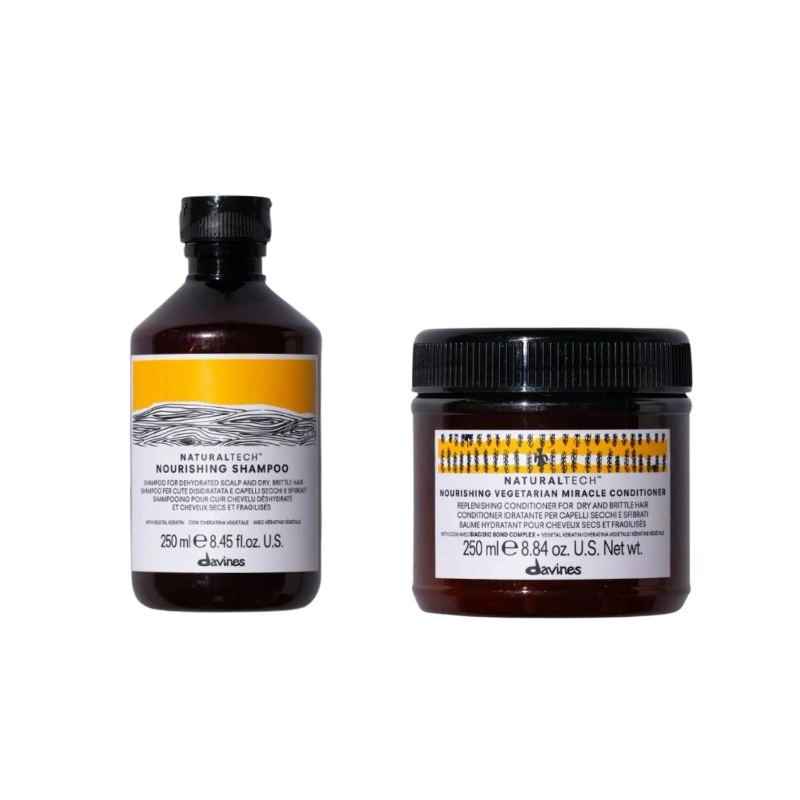 Pachet pentru par uscat si fragil si scalp uscat si deshidratat cu vegetal keratin - Naturaltech Nourishing Sampon 250 ml - Conditioner 250 ml [1]