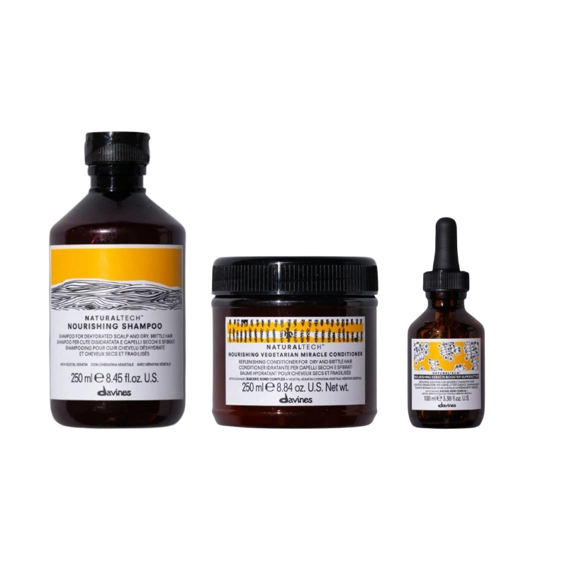 Pachet pentru scalp uscat si par fragil - Davines Naturaltech Nourishing - Sampon 250 ml - Balsam 250 ml - Ser 100 ml [1]