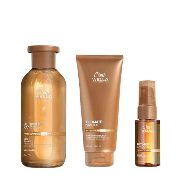 Pachet pentru un par strălucitor si catifelat - Sampon 250 ml, Balsam 200 ml si ulei 30 ml - Wella Professionals Ultimate Smooth [1]