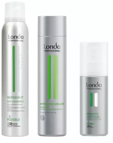 Set Londa Par cu Volum Sampon Profesional Pentru Volum 250ml Spray pentru Volum cu Protectie Termica Protect It 150 ml Sampon Uscat Refresh It - 180ml [1]
