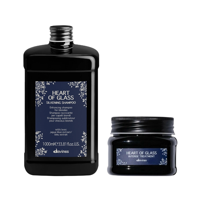 Kit-uri (pentru cadou sau pentru acasă ) - Pachet de hidratare pentru par blond - Heart Of Glass - Sampon 1000 ml - Trataent 150 ml