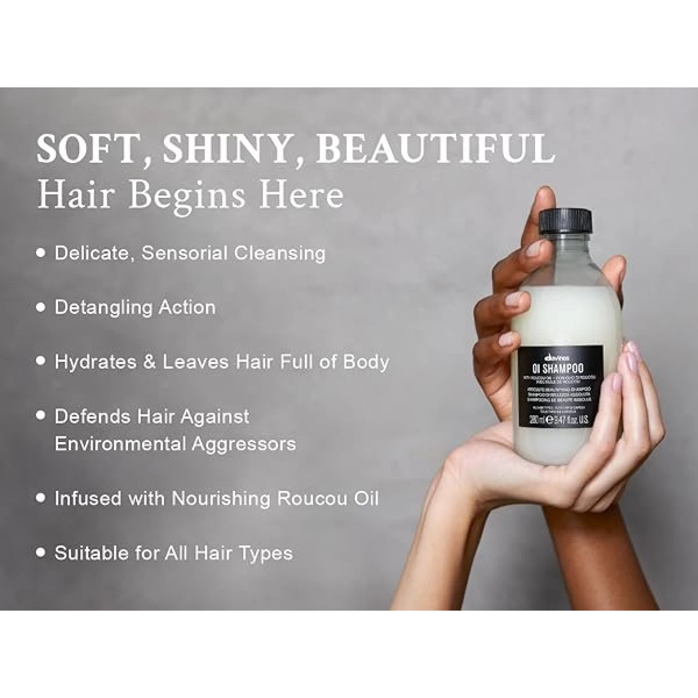 Pachet pentru stralucire si hidratare Davines Oi - Sampon 90 ml - Balsam 75 ml - Spray leave-in cu multe beneficii 50 ml [2]