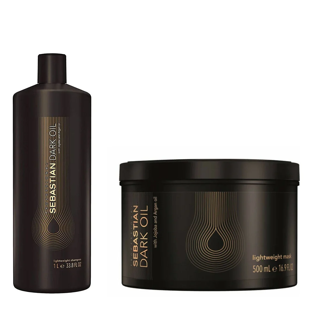 Kit-uri (pentru cadou sau pentru acasă ) - Pachet Sebastian Professional Dark Oil - Sampon 1000 ml - Masca 500 ml - pentru un par stralucitor si catifelat
