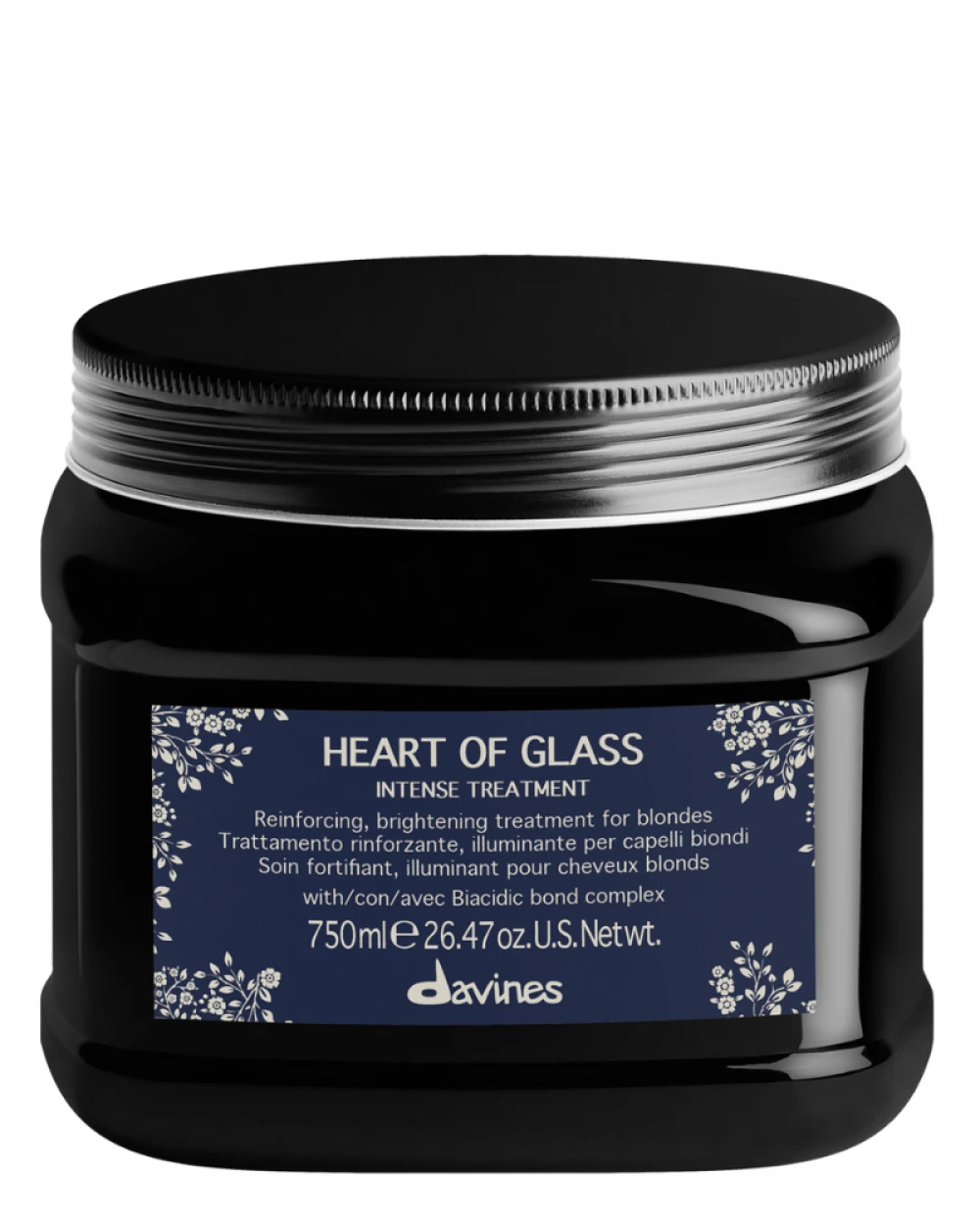 Tratamente - Tratament pentru par blond natural sau vopsit , intareste si repara fibra capilara - Davines Heart Of Glass Intense Treatment - 750 ml