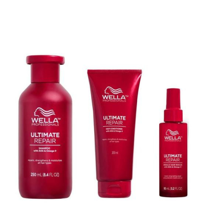 Șampoane - Kit reparator pentru Par Deteriorat - Wella Professionals Ultimate Repair - Sampon Ultimate Repair 250 ml - Balsam 200 ml - Ser 95  ml
