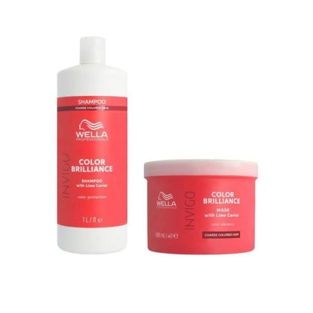 Produse pentru îngrijire: pãr, barbã şi corp - Pachet pentru par vopsit fir gros - Wella Professionals Invigo Color Brilliance - Sampon 1000 ml - Masca 500 ml