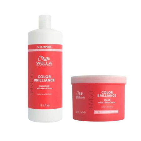 Produse pentru îngrijire: pãr, barbã şi corp - Pachet pentru par vopsit , fin sau normal - Wella Professionals Shampoo Color Brilliance - 1000 ml - Invigo Color Brilliance Mask - 500 ml