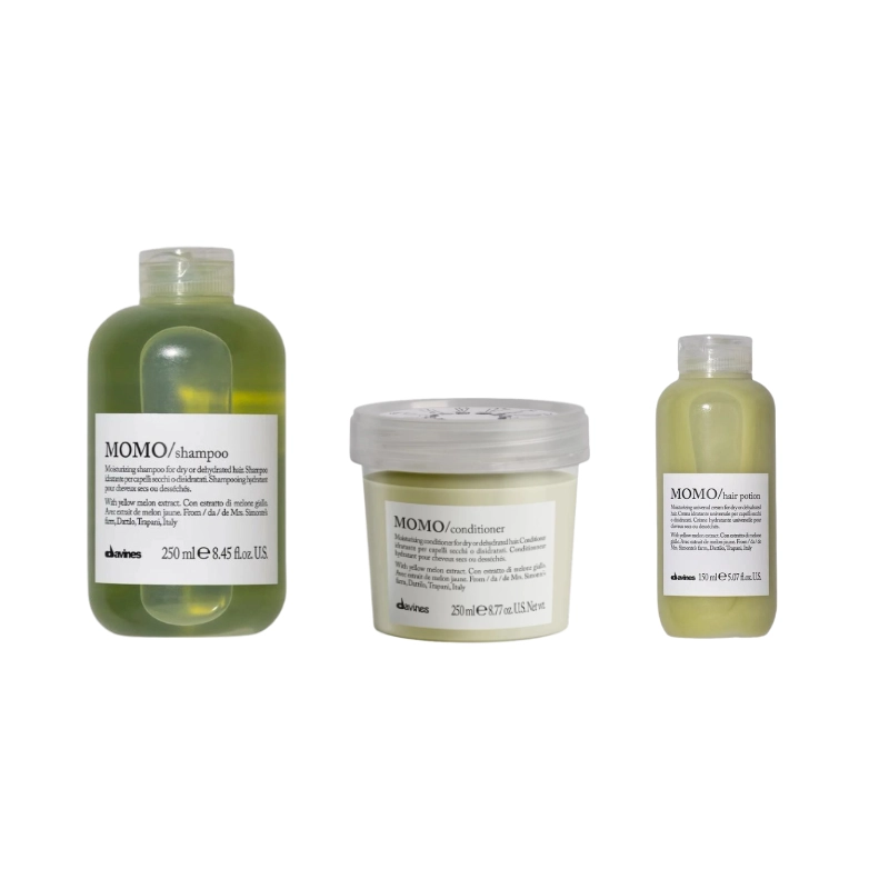 Șampoane - Pachet pentru parul uscat si deshidratat - Davines Momo Shampoo  - Sampon  250ml - Momo Conditioner - Balsam 250 ml - Momo Hair Potion - Crema leave-in 150 ml