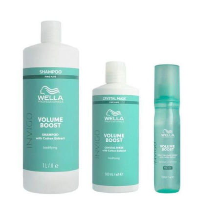 Hair styling - Pachet pentru volum Wella Professionals Invigo Volume Boost - Sampon 1000 ml - Masca 500 ml - Spray leave-in 150 ml
