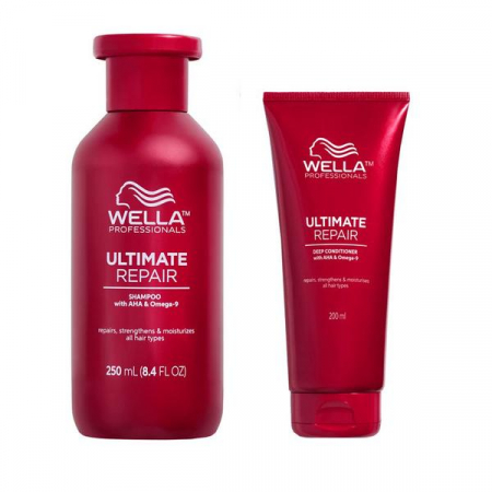 Kit-uri (pentru cadou sau pentru acasă ) - Wella Professionals Ultimate Repair- Pachet Reparator pentru Par Deteriorat: Sampon Ultimate Repair, 250 ml + Balsam Ultimate Repair, 200 ml
