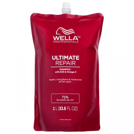 Șampoane - Sampon Reparator cu AHA & Omega 9 pentru Par Deteriorat Pasul 1 - Wella Professionals Ultimate Repair - 1000 ml