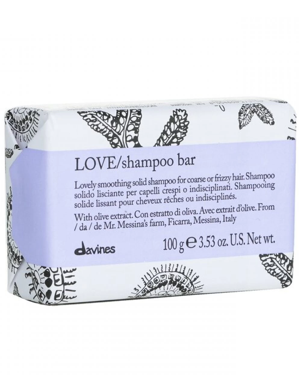 Șampoane - Sampon solid pentru par aspru sau rebel - Love Smoothing Shampoo Bar - 100 g