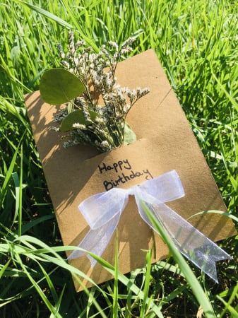 Felicitari Handmade - Felicitare Brown flori uscate