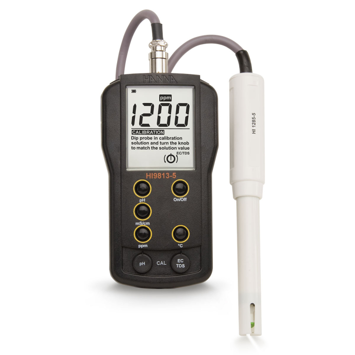 Multiparametru clasic pH/EC/TDS cu electrod HI1285-51, interval: pH 0.0 la 14.0 pH EC 0.00 la 4.00 mS/cm TDS 0 la 1999 ppm (mg/L) [2]