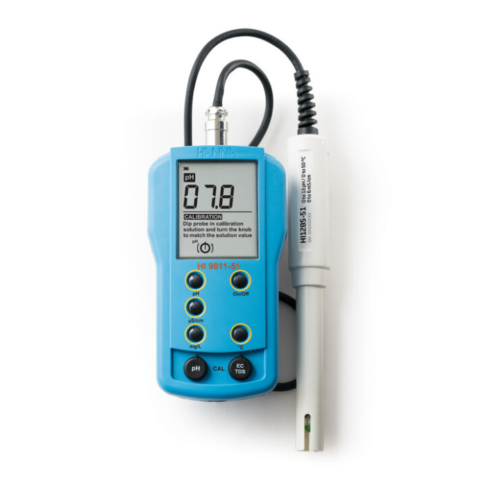 Multiparametru clasic pH/EC/TDS/Temperatură cu electrod HI1285-51; Domeniul EC: 0 la 6000 µS/cm, gama TDS: 0 până la 3000 ppm (mg/L) [2]