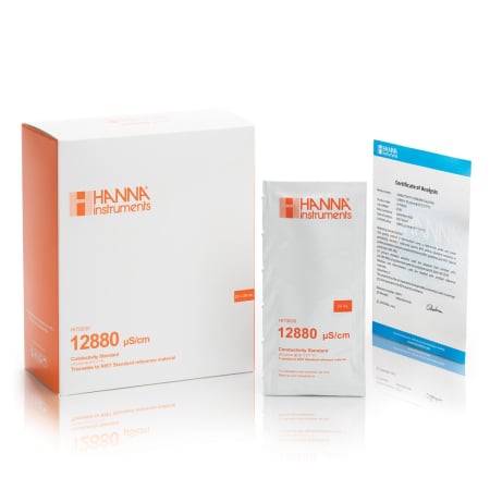 12,880 µS/cm @ 25°C Plic standard de calibrare EC cu certificat de analiză, (25 x 20mL)