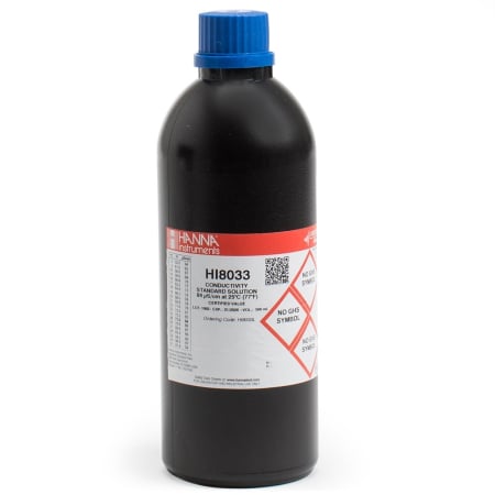 Solutie de calibrare 84 µS/cm Valoarea EC la 25°C, sticlă FDA de 500 ml