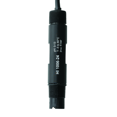 pH - Electrod de pH industrial cu vârf plat, joncțiune PTFE, sticlă de uz general, conector BNC, Pt100, cablu de 5 m
