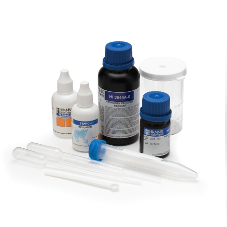 Un singur parametru - Peroxid de hidrogen (ca H2O2), Interval: (0,25 mg/L)(1,0 mg/L) Metoda: titrare, aprox. 100 teste