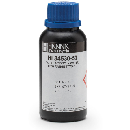 Titrants - Titrant domeniu mic pentru aciditatea titrabilă în apă, Minititrator HI84530 (120 ml)