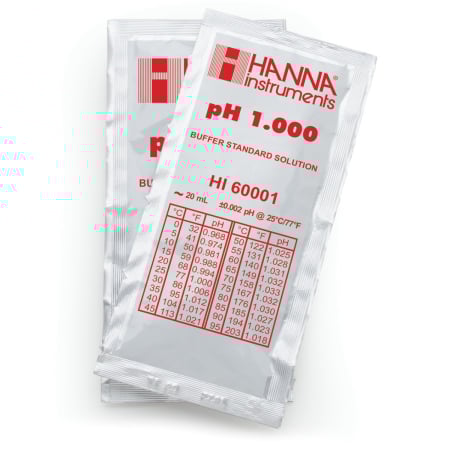 Soluții de calibrare - pH 1.000 @ 25°C Plic tampon de calibrare milesimală, (25 x 20mL)