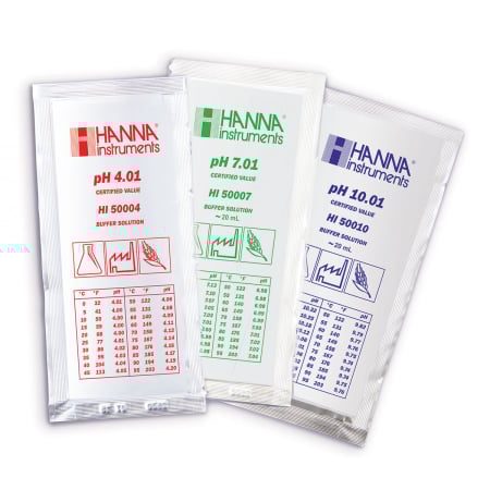 Soluții - Plicuri cu soluție de calibrare pH 10,01 și 7,01 la 25°C, (5 fiecare x 20 ml)