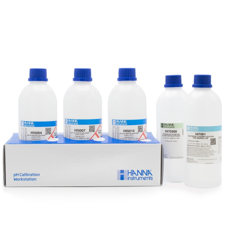 Soluții de depozitare - Soluție de calibrare tehnică pH 4,01, pH 7,01, pH 10,01, soluție de depozitare HI 70300L, soluție de curățare de uz general HI7061, (1 fiecare) sticle de 500 ml
