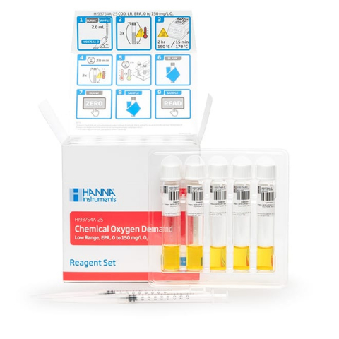 HI83214 Reagents - COD, Metoda EPA, Cuve Predozate, Domeniu Mic 0 la 150 mg/L, 25 teste
