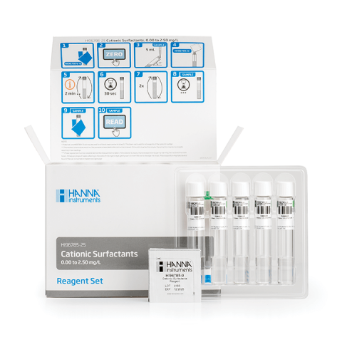 Reactivi seria HI833XX - Surfactanți Cationici, Reactivi Predozati, 0.0 la 2.5 mg/L, 25 de teste